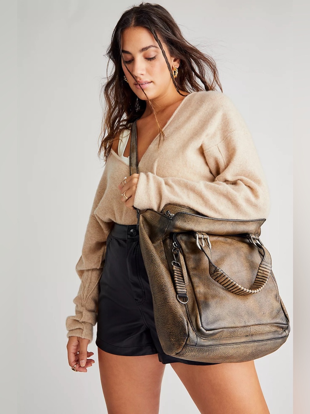 We The Free Rover Leather Tote in Bark🔥 Rare! free people - Picture 16 of 16